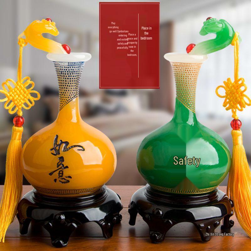 Ruyi Ping'an Vase - Living Room Ornament, Bookcase & TV Cabinet Display, Home Decoration Craft Gift