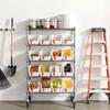 5-Tier Rolling Bin Storage Rack, 16 Organizer Bins, Bin Rack Storage Steel Wire Shelving System with Wheels, Mobile Tool Organizer for Garage,