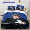 1 Stück Johnny Hallyday Muster Bettwäsche Steppdecke Set Bettbezug Kissenbezug Heimdekoration Geburtstagsgeschenk (1 Bettbezug + 2 Kissenbezüge, ohne Füllung)