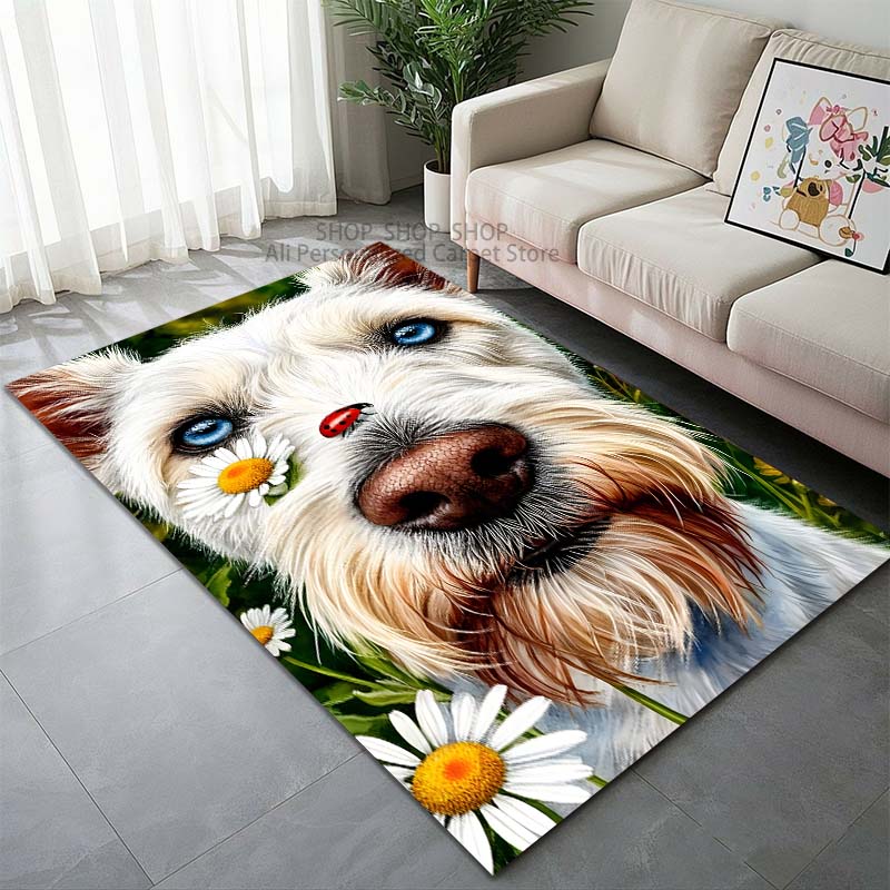 Multiple Sizes Cute Dog Avatar Pattern Carpet for Living Room Bedroom Sofa Home Decor Non slip Floor Mat Large Size Luxury Gift