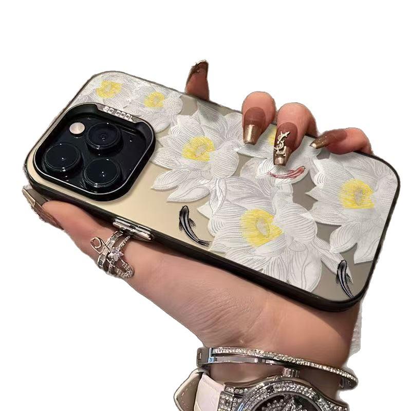 Goldfish iPhone Case for iPhone 17, 16 Pro Max, 14/15 Pro, 13 – Lotus Design for Girls