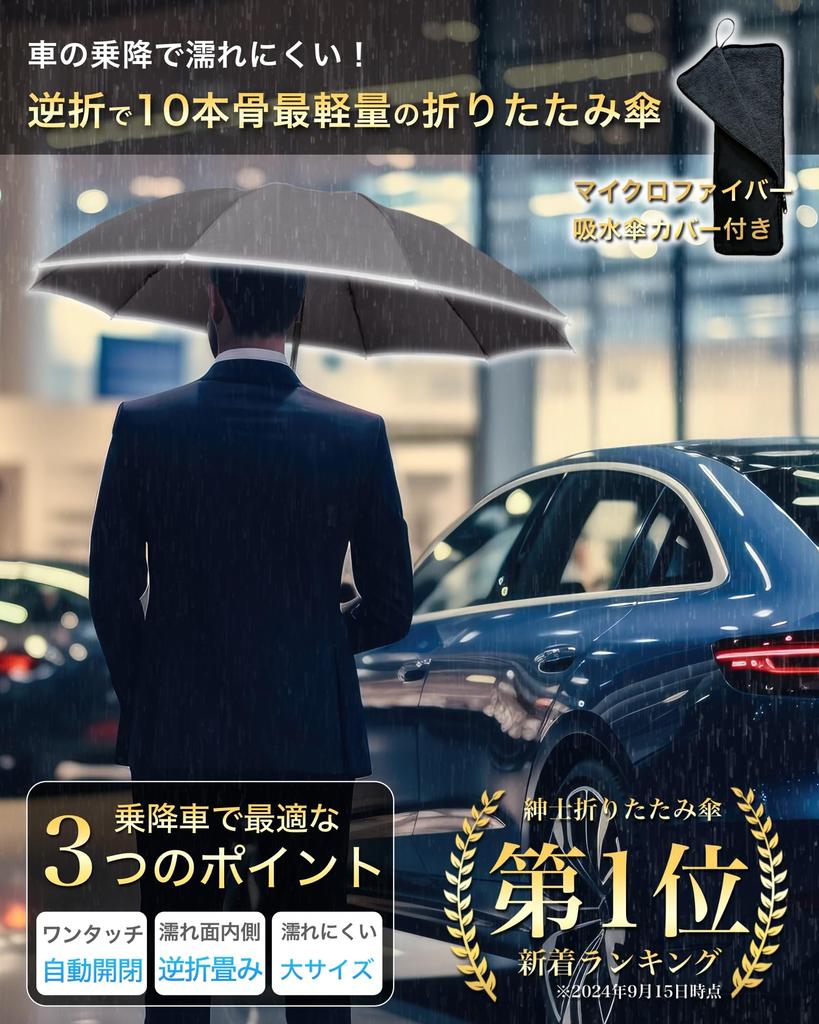 JIS standard Reverse folding folding umbrella that get wet when getting on and off the automatic 10 folding the lightest of its comes with a umbrella
