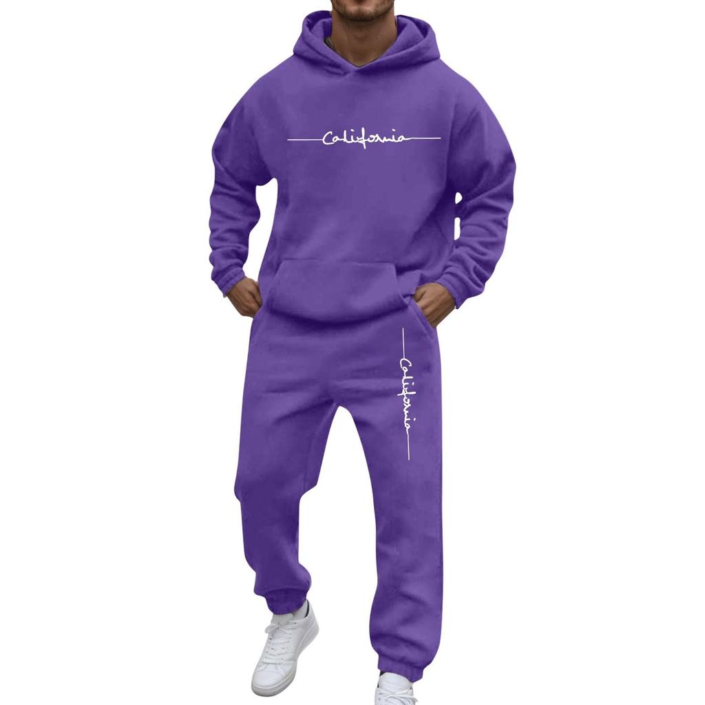 Herren Casual und personalisiert bedrucktes Langarm-Kapuzensweatshirt, Herren Sport-Sweatshirt und Sweatpants zweiteiliges Set