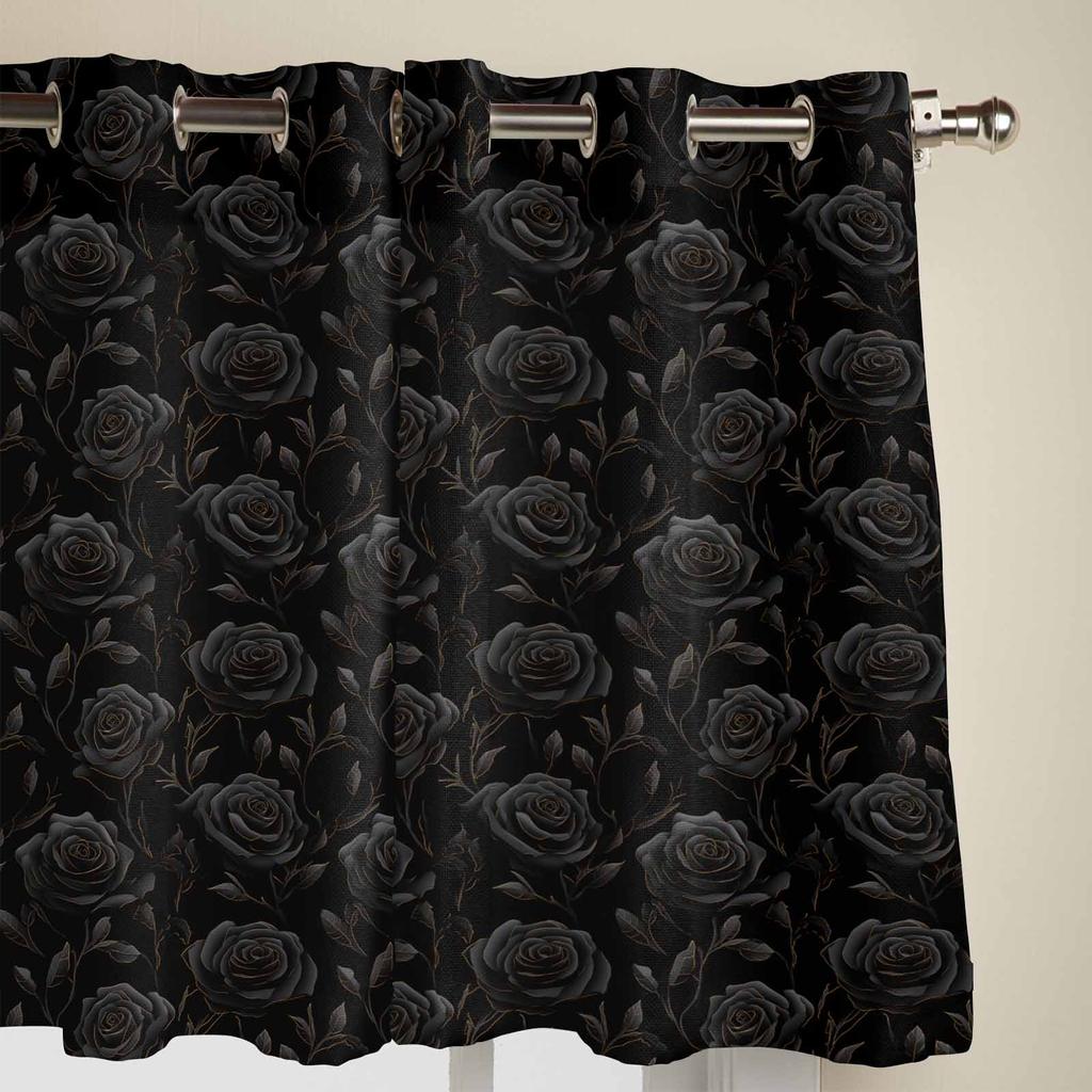 Rose Flowers Leaves Window Curtains for Living Room Luxury Bedroom Curtain Kitchen Blinds Drapes Curtains