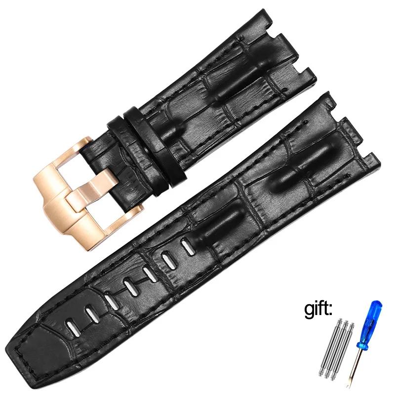 Genuine Leather watch Strap For AP  15703 Royal Oak Offshore Series 28mm Black Brown Blue Watchbands accessories men