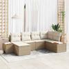 Garden Sofa Set with Cushions 6 Pcs Beige Poly Rattan