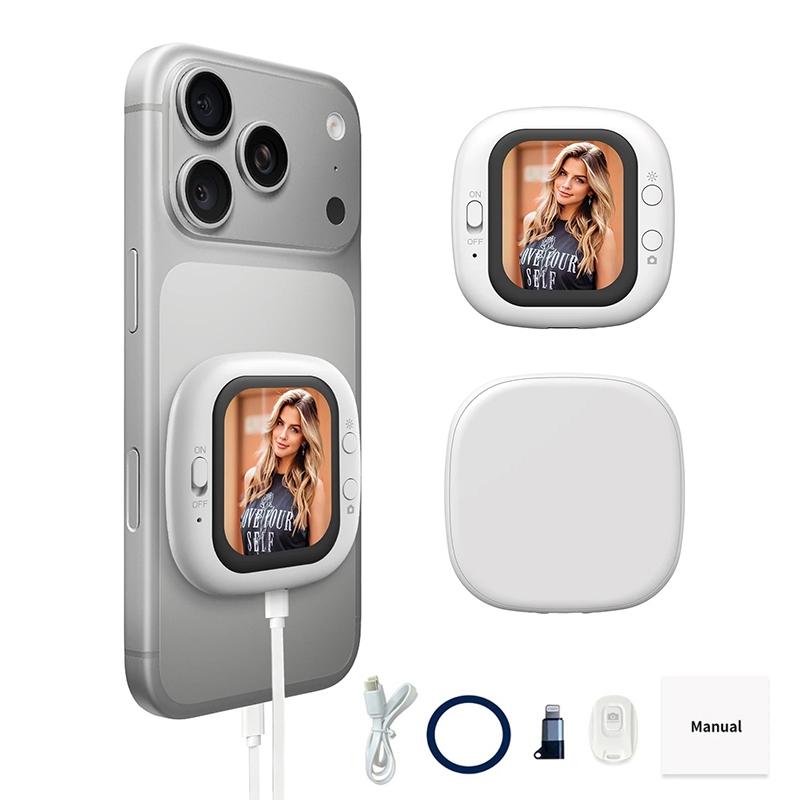 Mini Phone Vlog Selfie Monitor Screen Wireless/Wired Magnetic Back Camera Monitor for iPhone/Android Built-in Speaker