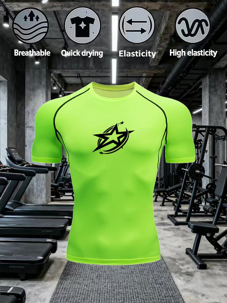 Men's High-Stretch Gym Compression T-Shirt with Quick-Dry & Breathable Fabric Casual Training Top