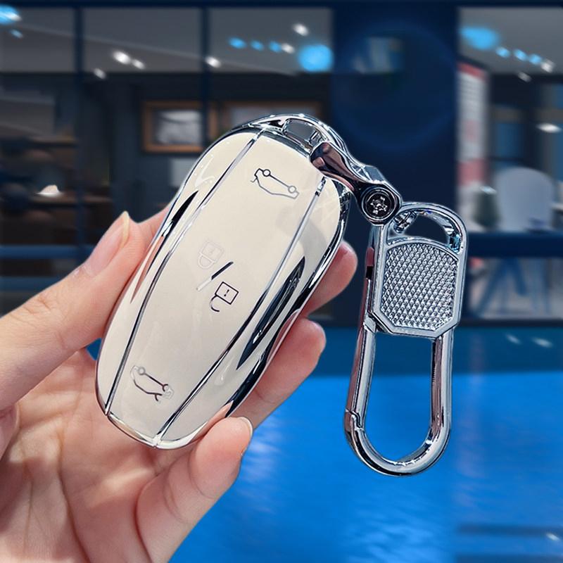 Silberne Kante TPU Auto Keyless Schale Fob Für Tesla Model 3 Y X Model S Schutz Hülle für Auto Fernbedienung Schlüssel Zubehör
