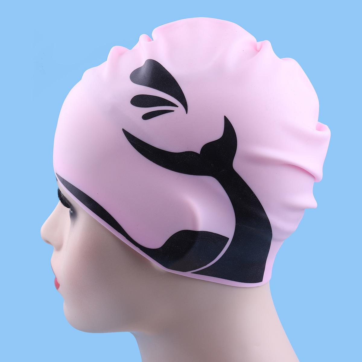 Silicone Comfortable Not Strangling Head Swim Cap Fitness Swimming Ear Protections Hair Protections Waterproof Adult розовый