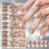 150Pcs/Box Glossy Finish Press On Nails Gradient Design Full Cover Nails False Nails  For Women
