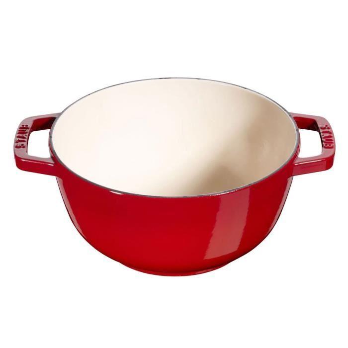 Service à Fondue - STAUB - 16 cm - Fonte - Cerise - Inclus 4 fourchettes et brûleur