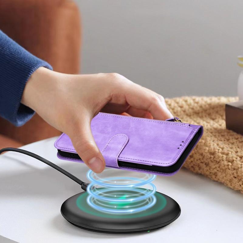 Wireless Charging Lanyard Leather Phone Case for Google Pixel 10 Pro XL 9 9A 8 8A 7 7A 6 6A 5 5A Zipper Wallet Card Flip Cover
