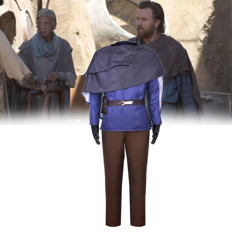 Star Wars Obi Wan Blaue Cosplay-Anzug mit Stammesstil für Kostümveranstaltungen