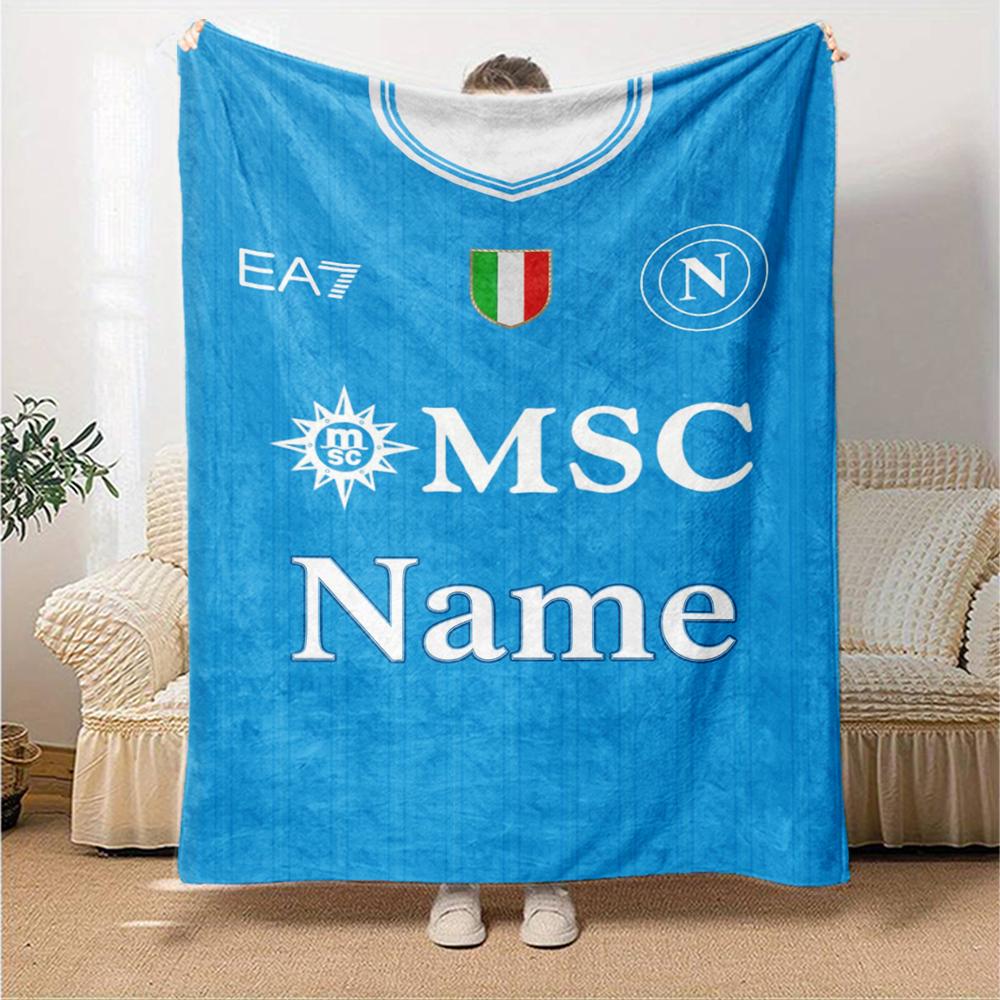 Custom Name Napoli Theme Printed Blanket Perfect For Couch Bed Travel Outdoor Use Machine Washable Cozy Durable
