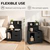 Bedside Table, Small Bedside Cabinet with 2 Drawers and Storage Shelves for Bedroom, Black Wood Effect