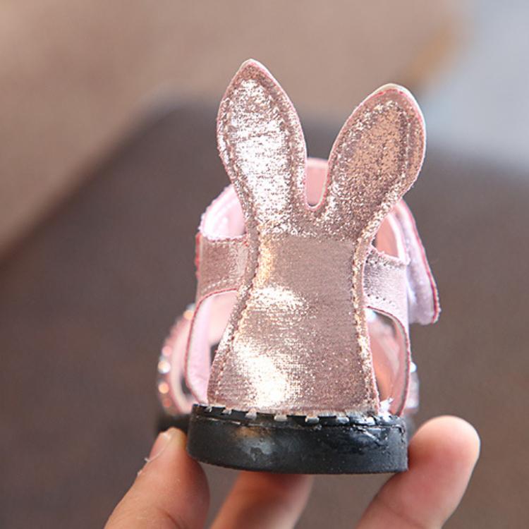 1–12 Jahre alte Kinder-Sandalen, Hasenohren, Mädchen, Strass-Schuhe, römische Schuhe, süße Prinzessinnen-Schuhe