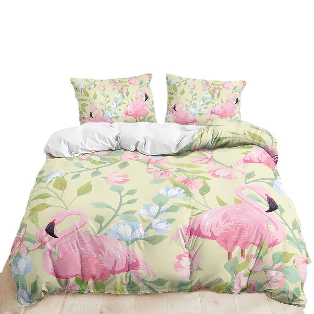 Bed Three-Piece Flamingo Animal Kit Digital Printing Two-Piece Set