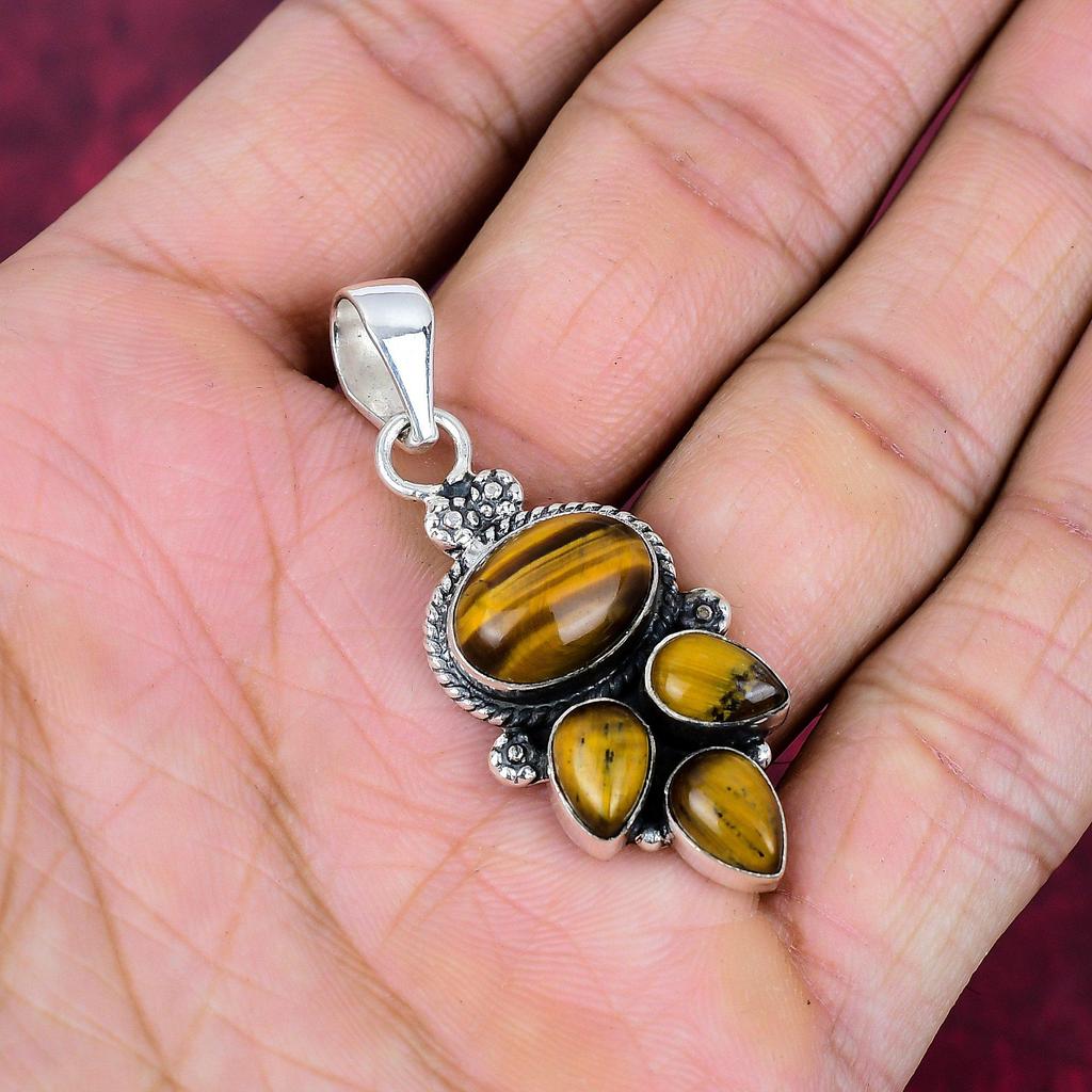 Tiger Eye 925 Solid Sterling Silver Pendant, Handmade Gemstone Pendant Jewelry, Gifts For Wife Brand New Pendant