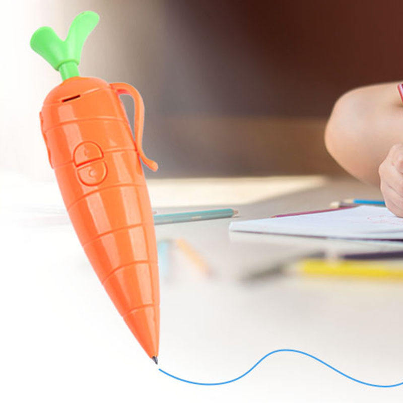 Cute Carrot-shaped Voice Recorder Pen 2-in-1 Ballpoint Pen 60s Real Sound Recording Novelty Graffiti Stationery for Kids Gift