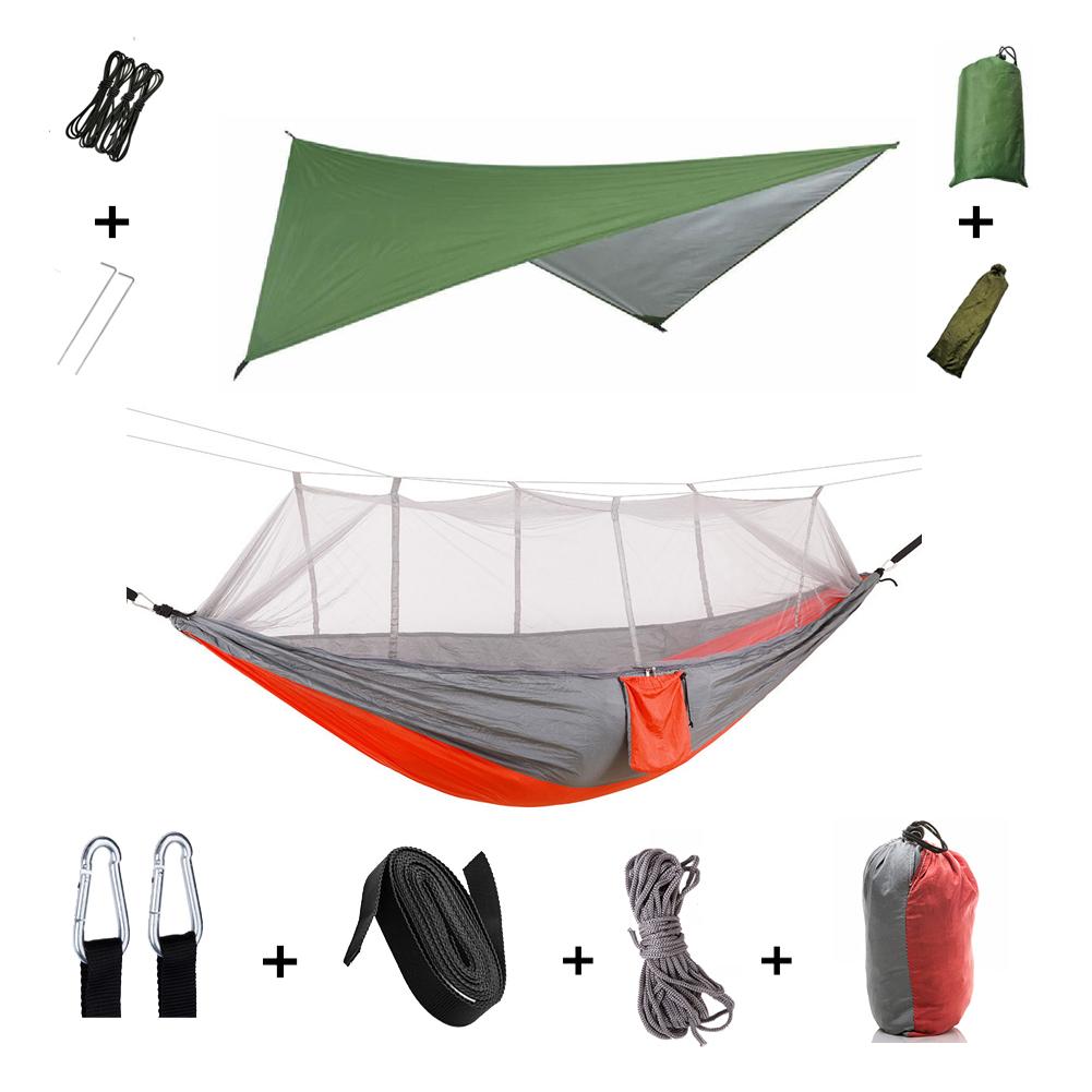 Anti Outdoor Camping Hammock With Mosquito Net And Rain Tent Equipment Supplies Shelters Camp Bed Survival Portable Hammock Soft and Comfortable