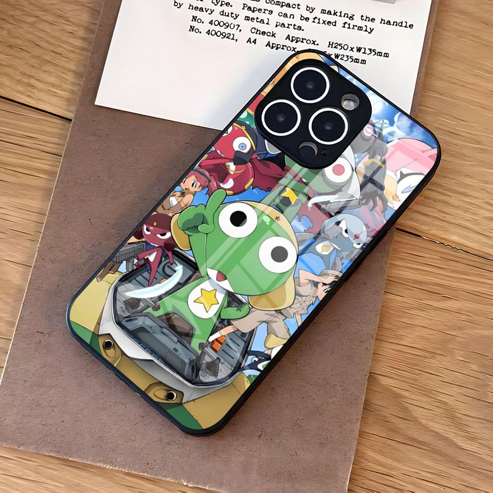 Keroro G-Gunsou Frog Phone Case For IPhone 17 Air 16 E Pro Max 15 14 13 Mini 12 Pro 11 Max Plus Black Glass Cover