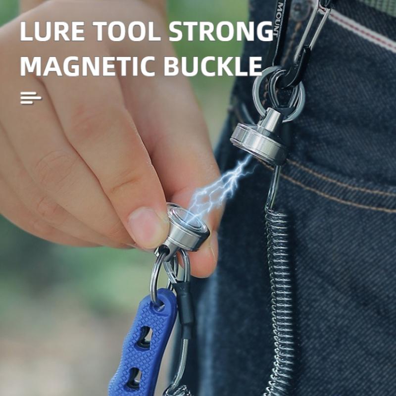 Outdoor Fish-catching Tools: Strong Magnetic Buckle, Stainless Steel Magnetic Buckle, Lanyard, Magnetic Net Release Bracket