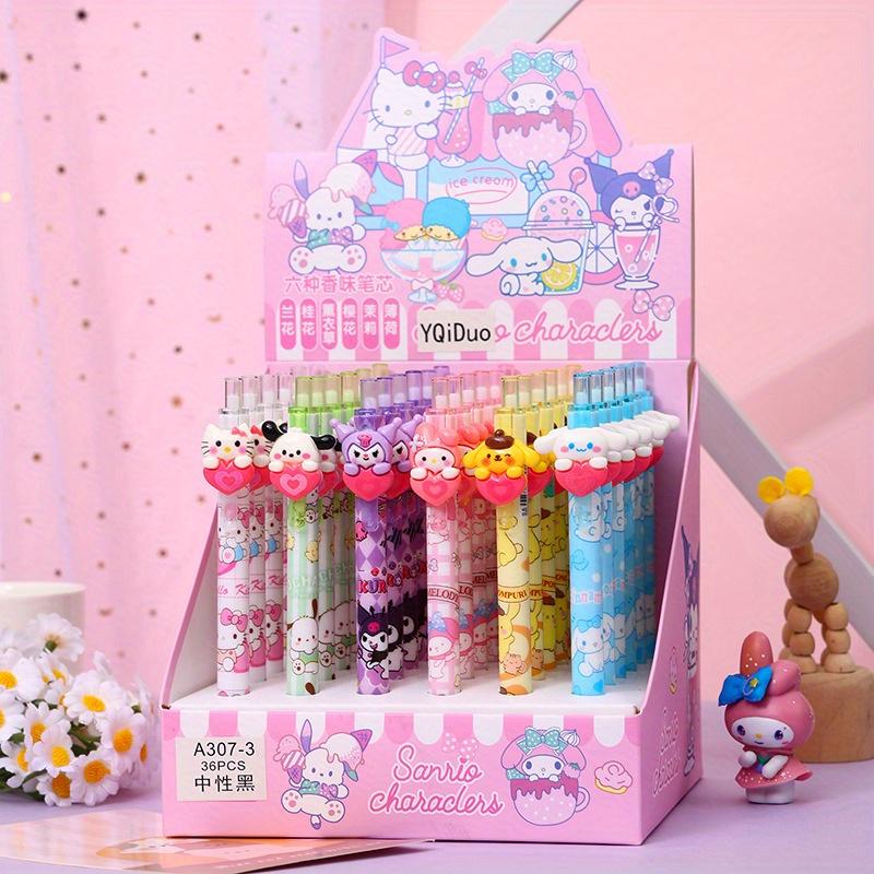 

36pcs Kuromi Sanrio cartoon love family resin patch press pen cute girl heart neutral pen high appearance gift pen 0.5mm black Random style 36pcs