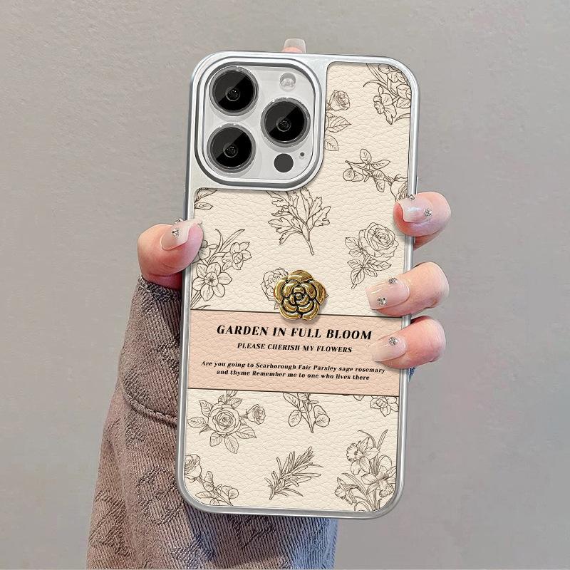 Sketch camellia doll for Apple 16 mobile phone case 13promax silk scarf bracelet 15 advanced sense 14 anti-drop