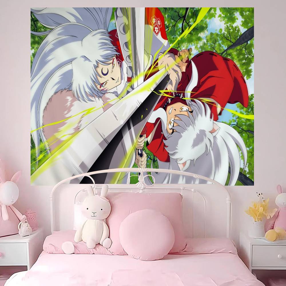 

Japanese Anime Inuyasha Anime Tapestry Hanging Tarot Hippie Wall Rugs Dorm Wall Hanging Sheets 74x94cm(29x37in)