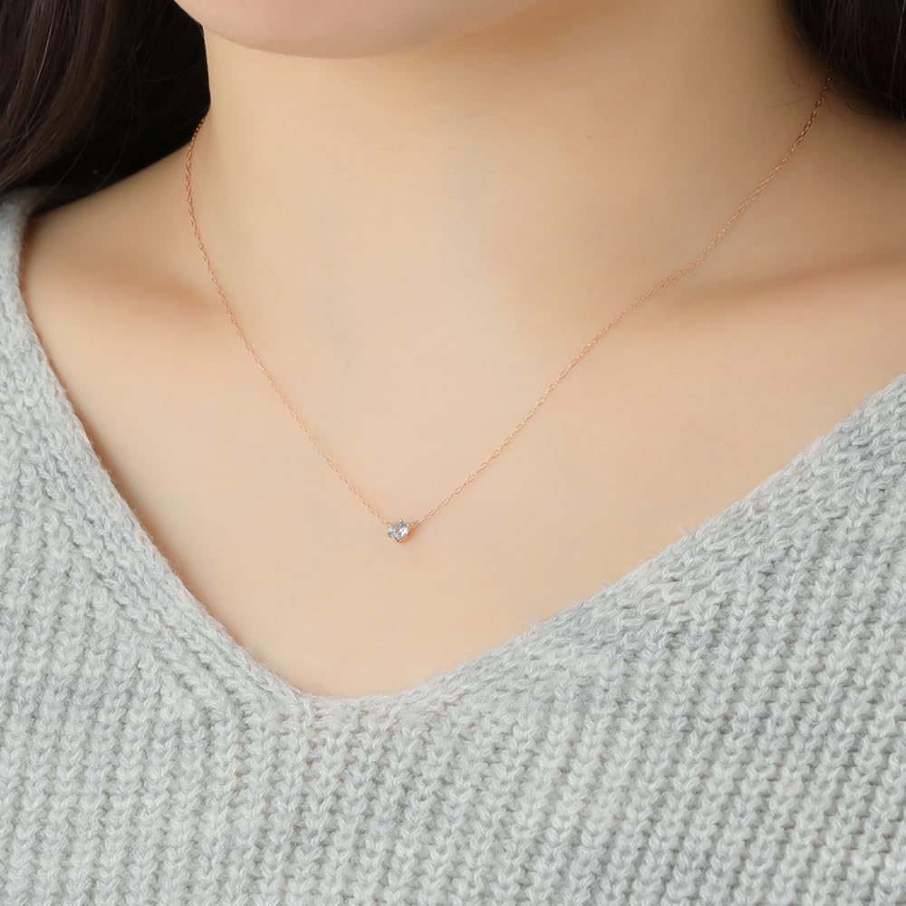 ESTELLE March Birthstone Aquamarine Necklace in 18K Pink Gold [WEB Exclusive] (0351-9585-0017-0000)