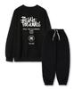 TI.GLAKE Extra Logo Fleece-Lined Sweatshirt Jogger Training Pants Set Black