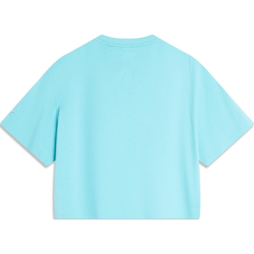 Li Ning X Disney Monsters University Disney Collaboration Series Letter Print Casual Breathable Short Sleeve T-Shirt Women T-Shirts Sky-Blue AHSU490-3