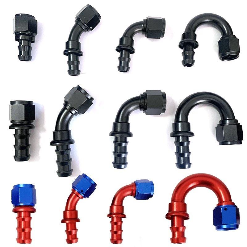 2Pcs 0 ° 45 ° 90 ° 180 ° AN4 6 8 10 12 Fuel Cooler Hose Connector Automotive Parts Connection Adapter Connector Automotive Parts