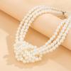 Wind Retro Splicing Small Fragrant Wind Knotted Multi-layer Imitation Pearl Necklace Female French Beaded Collarbone Chain Choker