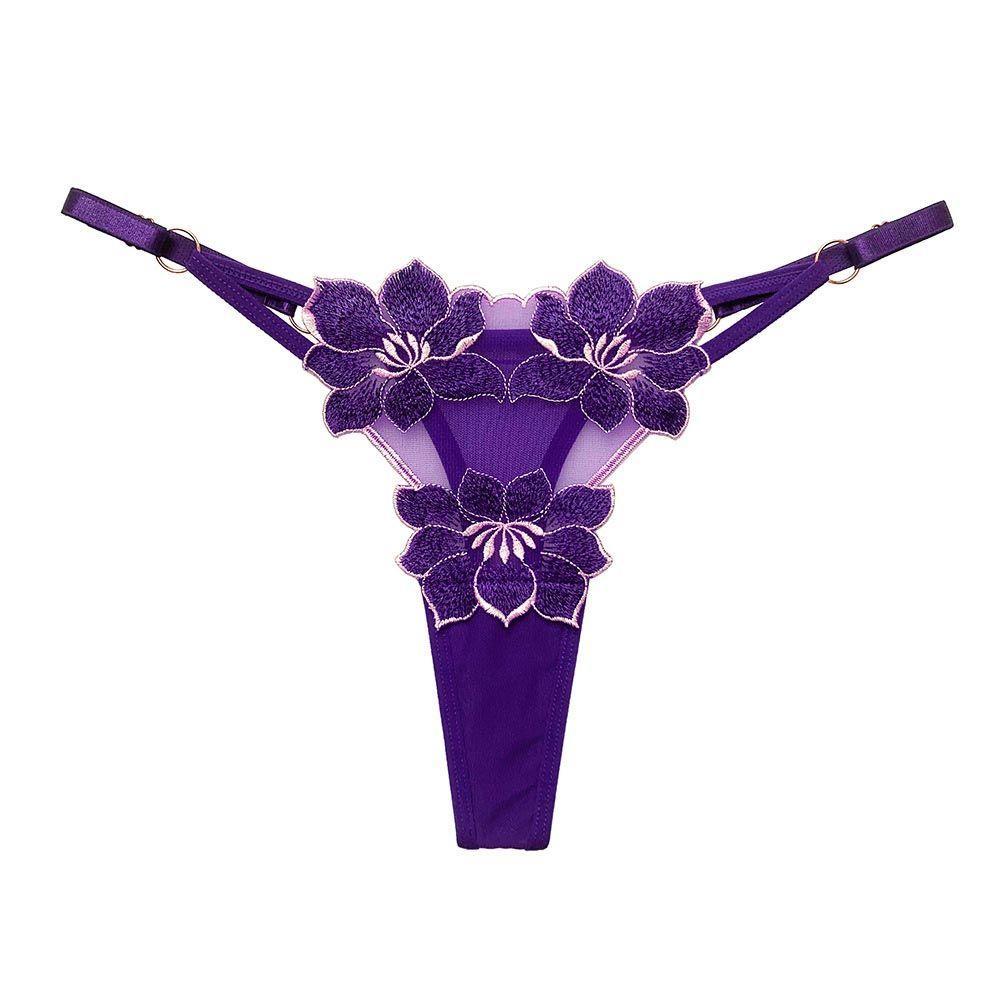 Transparent Flower Embroidery For Girls Korean Underwear Women Panties T Back Thongs String Briefs