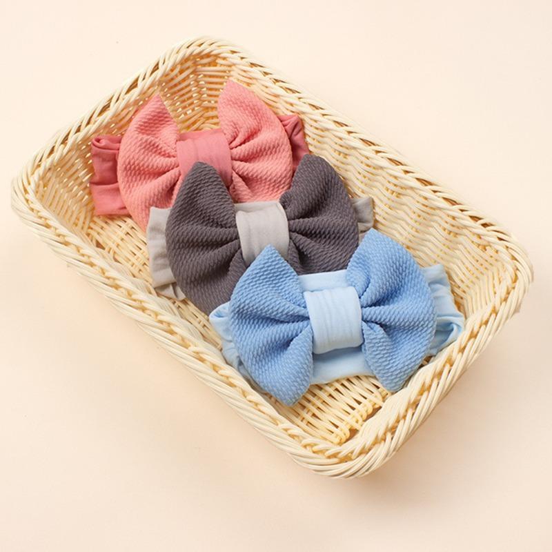New children's threaded headgear, baby candy-colored nylon bow headscarf, summer baby headband