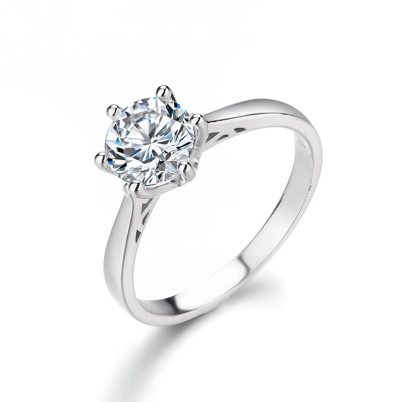 

Кольцо из серебра 925 пробы с шестью когтями, простое женское, имитация короны, бриллиантовое кольцо Ins Open Ring No. 9