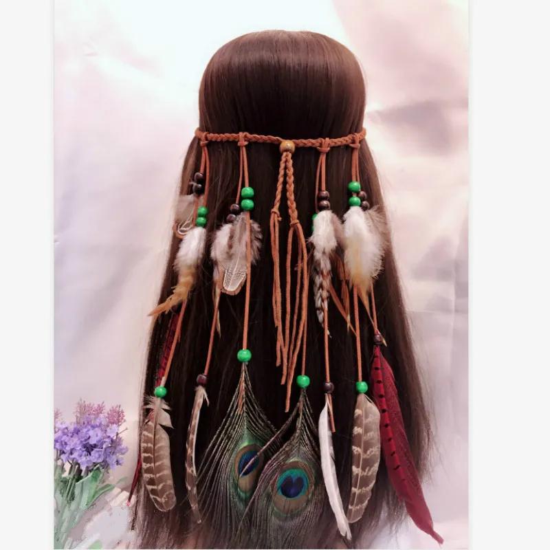 Fashion Vintage Indian Style Feather Headband Peacock Feather Headband Bohemian Headband Acceessories Creative Gifts Decoration