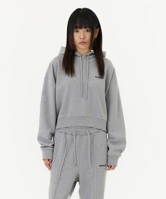 Womens Sign Logo Og Cropped Sweat Hoodie - M/Grey