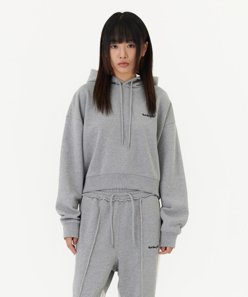 Mark Gonzales Womens Sign Logo Og Cropped Sweat Hoodie - M/Grey Grey/090