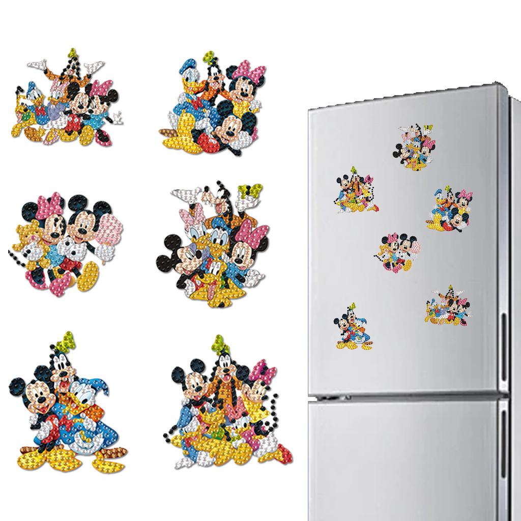 DIY Diamond Painting Refrigerator Magnets, Disney Mickey and Minnie, Cross-stitch Round Diamond Handicraft Home Decoration Gift