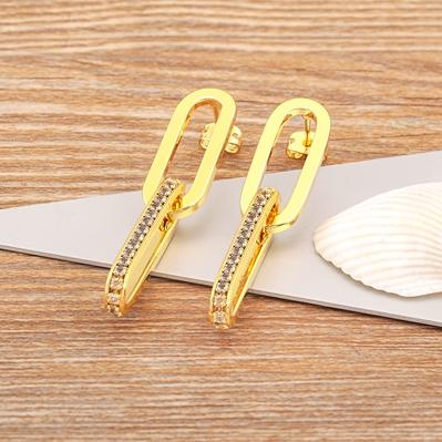 

Nidin High Quality Personality Geometric Micro Inlaid Zircon Chain Earrings for Women Exquisite Temperament Retro Style Jewelry золотой
