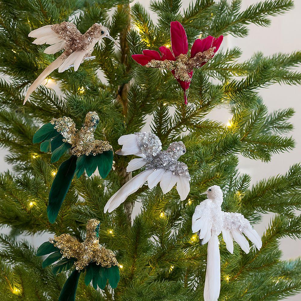 2pcs Beautiful Christmas Foam Bird Glitter Bird Clips Decorations  Wedding Decoration