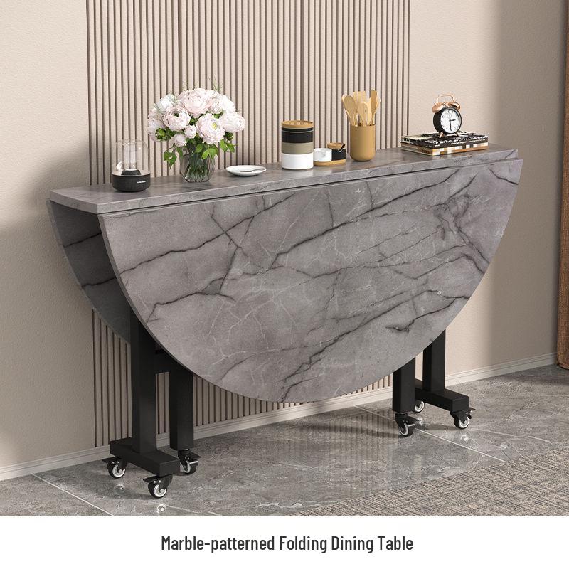 Round Folding Dining Table for Small Apartments: Multifunctional, Extra Thick, Movable, Ideal for Living Room.