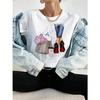 Maycaur Neues Harajuku Unisex T-Shirt Cartoon High Heel Grafikdruck Weißes Damen-T-Shirt Lässiges Damenhemd Lustiges T-Shirt
