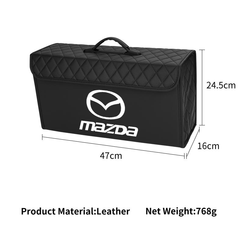 Leather Car Trunk Organizer Box Foldable Sundries Storag Bag With Lid For Mazda 6 3 CX5 5 2 323 CX7 Demio Atenza Axela MX5 RX8