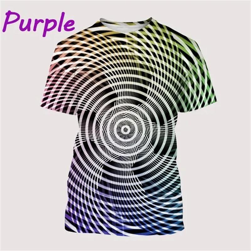 Geometric Dizziness Pattern 3D Printed T-shirt for Summer Fashion Trend Short Sleeved Top Men's Psychedelic Casual Round Neck Streetwear