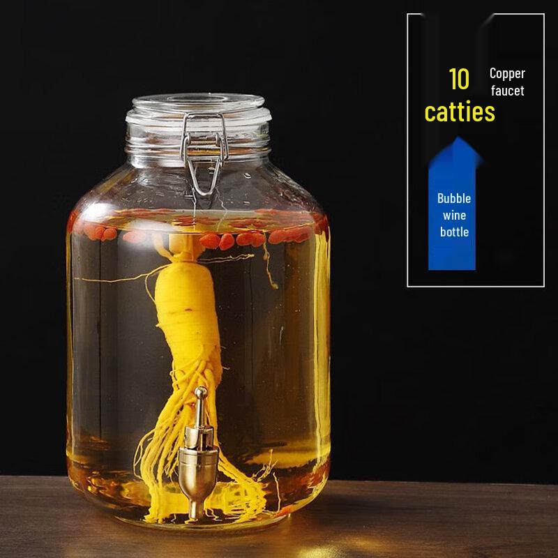 LISM Glass Wine Infusion Jar with Stainless Steel Faucet