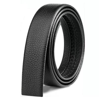 Top Layer Cowhide Belt Without Buckle Belt Pig Intestine Belt Genuine Leather Automatic Buckle Belt Litchi Pattern Belt